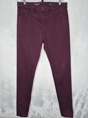 AG Adriano Goldschmied The Farrah Skinny High Rise Jeans Burgundy 32R